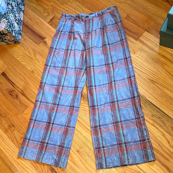 Anthropologie Plaid Wide Leg Trouser Pants; Size 6 - Picture 4 of 6